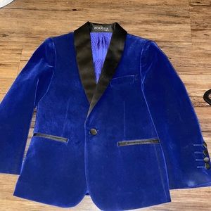 Toddler size 3 blue Velvet tux jacket